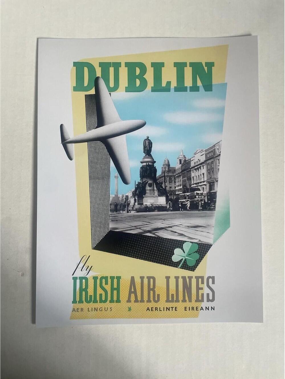 Vintage Style Dublin Ireland PRINT Sign 8.5X11 Travel Poster Ad Irish Airlines